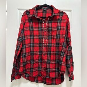 Sanctuary Red and Black Plaid Shirt